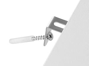 Immagini tecniche del prodotto che mostrano ciò che sembra essere hardware metallico o componenti meccanici su uno sfondo bianco.
