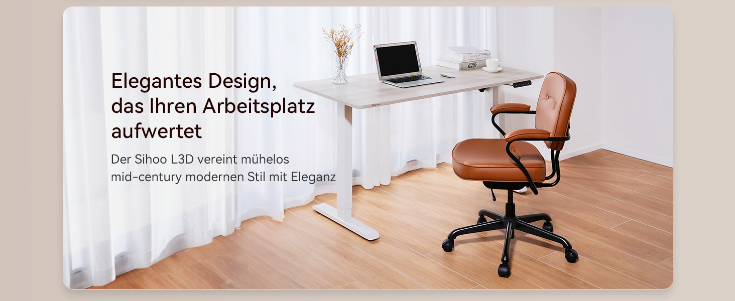 Der Text lautet „Elegantes Design“. Hallo, frei, zeitgemäß.“