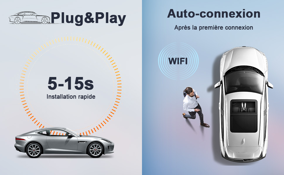 Adaptateur CarPlay sans Fil pour iPhone, Adaptateur Voiture sans Fil iPhone Carplay