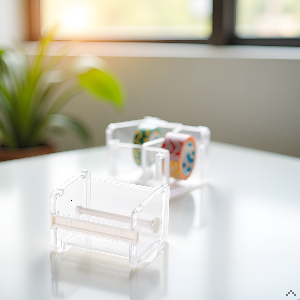 White tissue dispenser box shown in different settings with minimalist design and clean aesthetic.