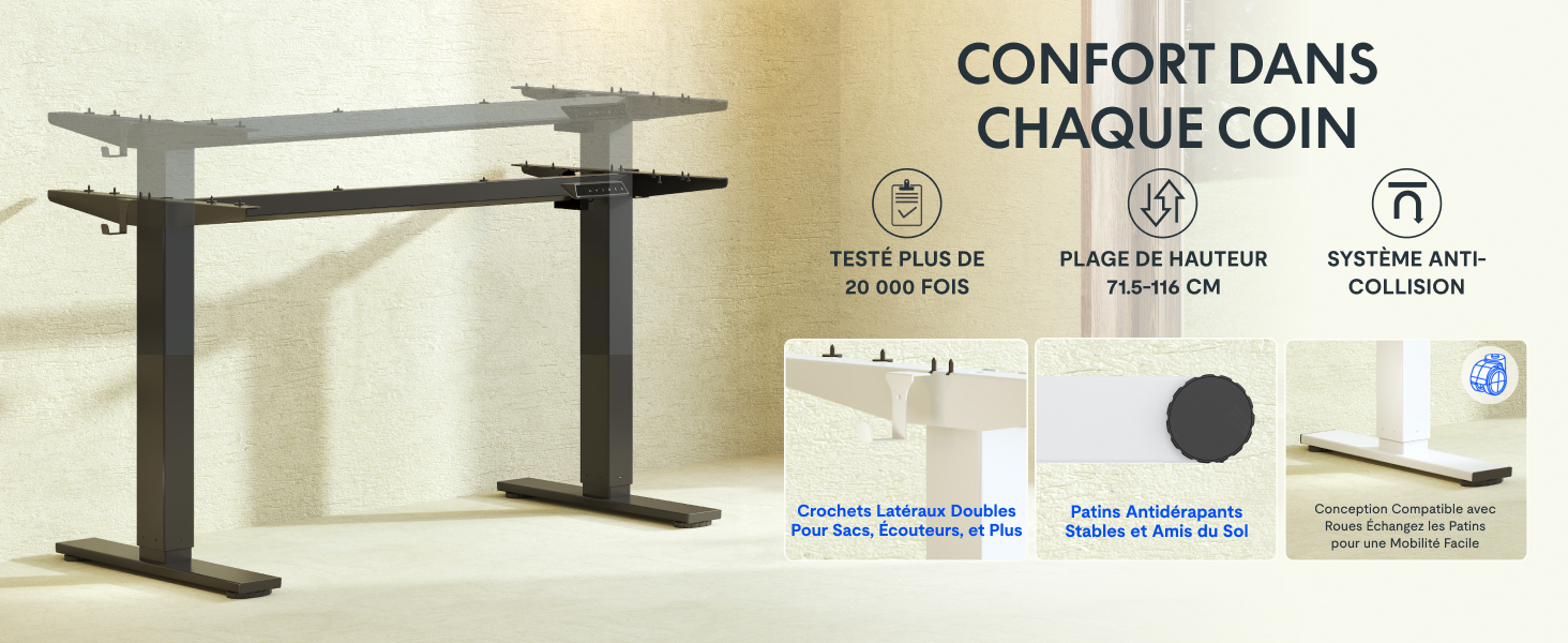 Le texte se lit comme suit : « CONFORT DANS CHAQUE PIÈCE ».