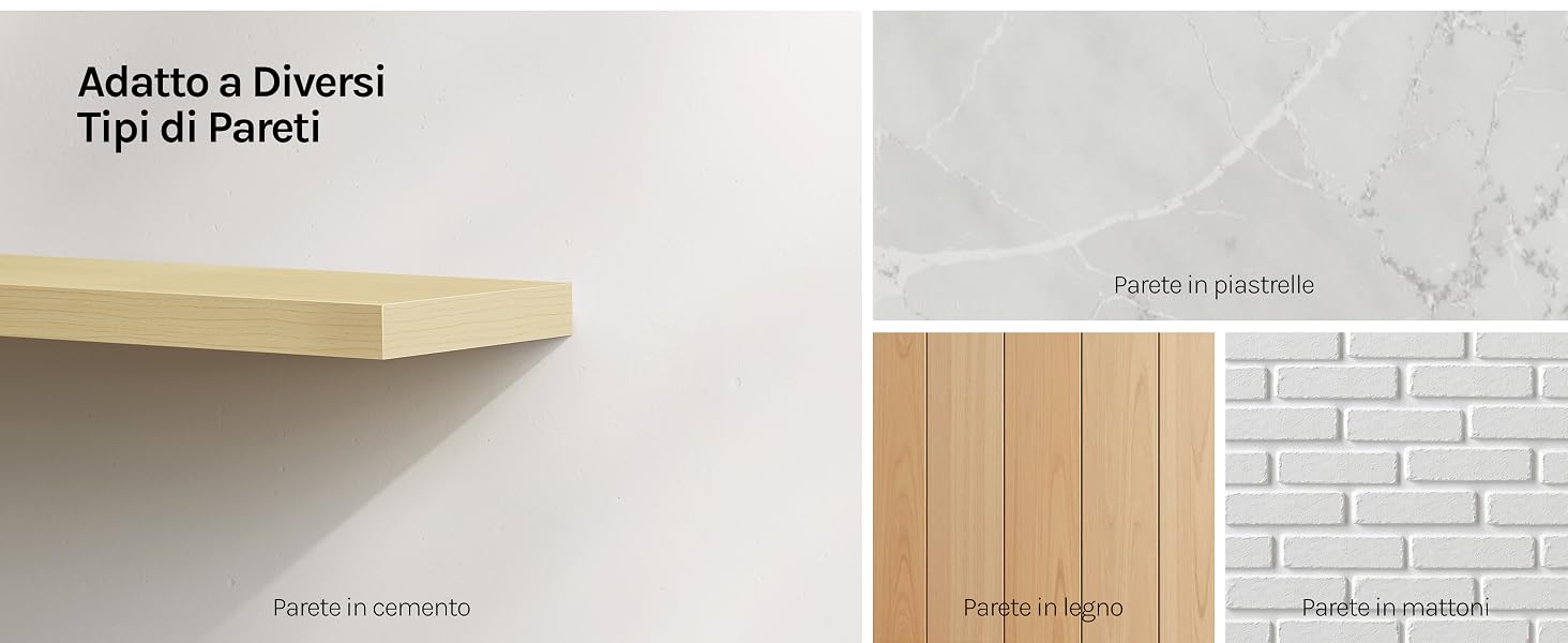 Collage che mostra diverse venature del legno e trame superficiali.