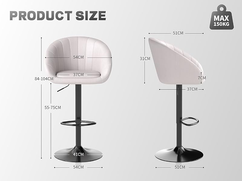 Text reads 'PRODUCT SIZE'. Technical diagram showing dimensional measurements of what appears to be furniture or stand components, with multiple views and precise measurements in centimeters.