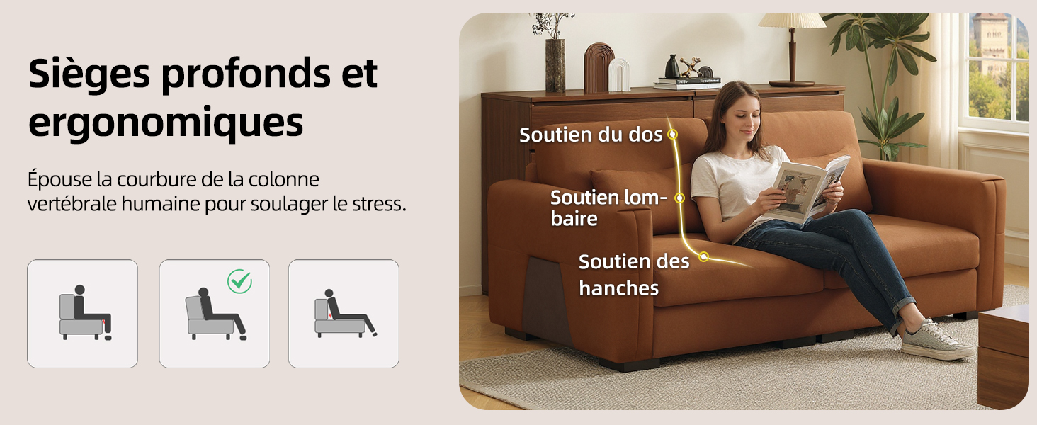 Sièges profonds et ergonomiques