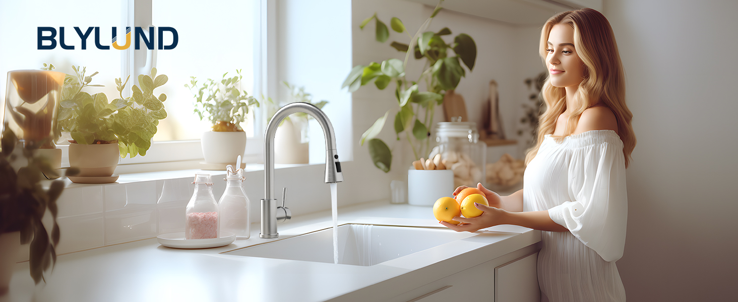 BLYLUND Kitchen Faucet with Pull Down Sprayer Brushed Nickel