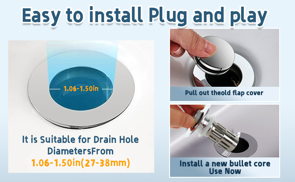 Tapón para lavabo de baño Nevellir (paquete de 2)