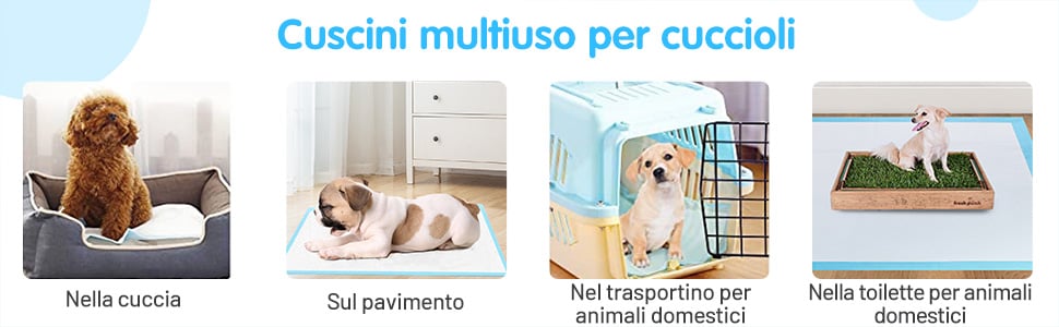 COSTWAY Tappetini Igienici Grandi per Animali 150 Pezzi, Traverse Animali a  5 Strati, Assorbe Bene Senza Perdite (60x90cm)