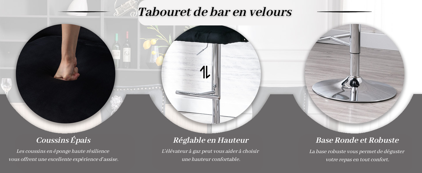 tabouret de cuisine tabouret de bar pivotante chaise de bar pour comptoir chaise de bar noir