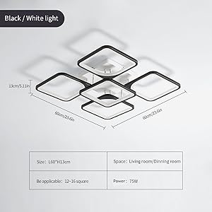 taille du lustre LED carré