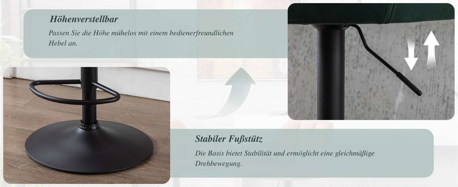 Höhenverstellbares Tischgestell mit schwarzem Rundfuß und Mittelsäule. Zur Ausstattung gehören ein Höhenbereich von 40 bis 65 cm und eine stabile Fußstütze