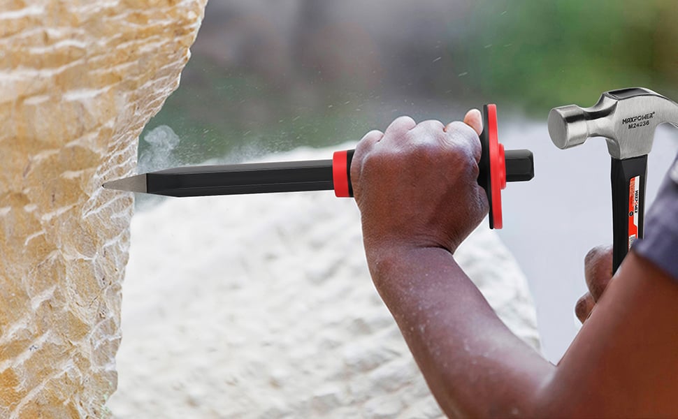 Bolster Chisel Set 3Pieces, MAXPOWER Masonry Chisel Set with Thickness