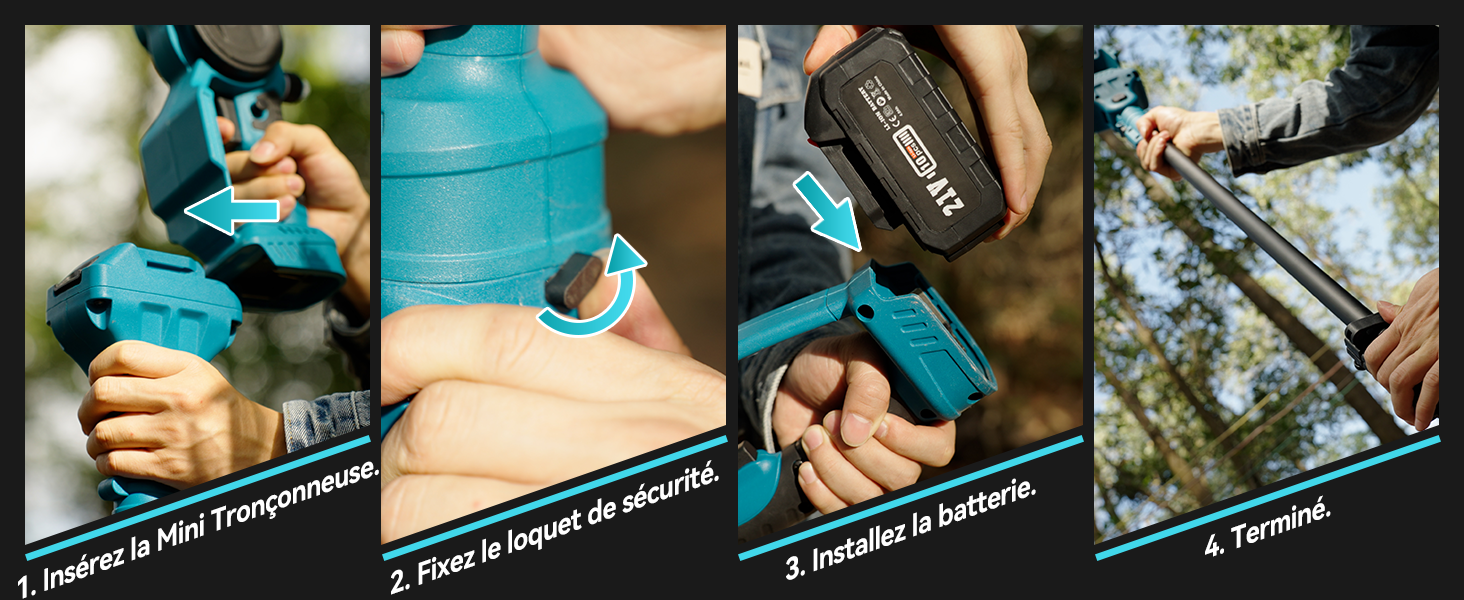 Seesii Mini tronçonneuse 2 en 1 de 8 pouces avec télescope