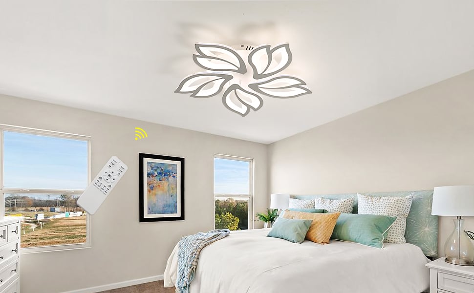 Plafoniera a LED dimmerabile, 60W 4500LM Lampada da soffitto moderna a forma  di petalo creativa con telecomando, Plafoniera a lampadario in metallo  acrilico per soggiorno, camera da letto, sala da pra