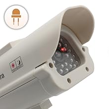 Camera de Securite Factice CCTV Réaliste LED Clignotante Extérieur Intérieur Zoom LED Rouge
