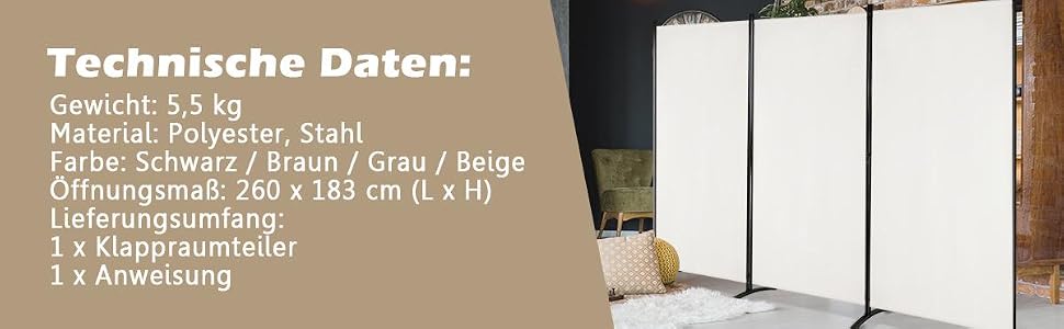 trennwände für räume, raumteiler, falt raumteiler, faltbar, hoher raumteiler, faltbarer sichtschutz