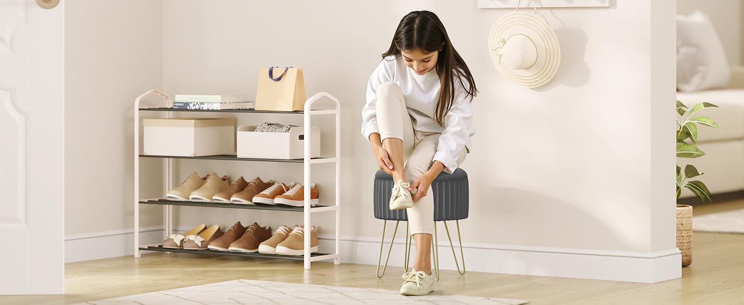 Tabouret Rond avec Coffre de Rangement