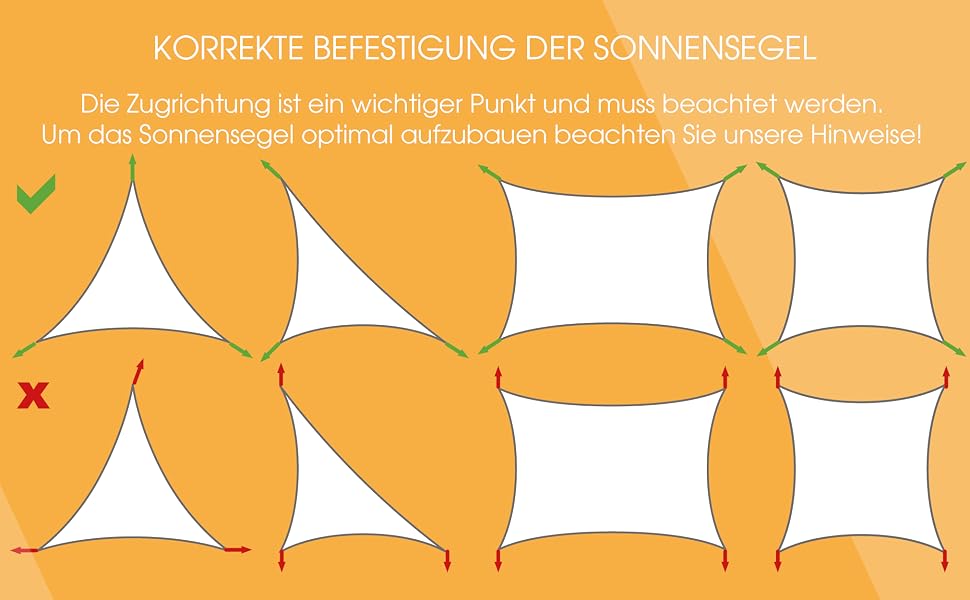 Voile d'ombrage Fixation Pare-soleil Triangle Carré Rectangle