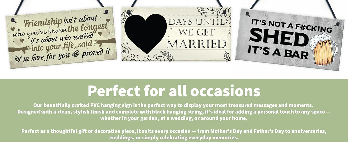 Repeated marketing banner showing 'IT'S NOT A FUCKING SHED' and 'Perfect for all occasions' with decorative heart symbols and design elements.