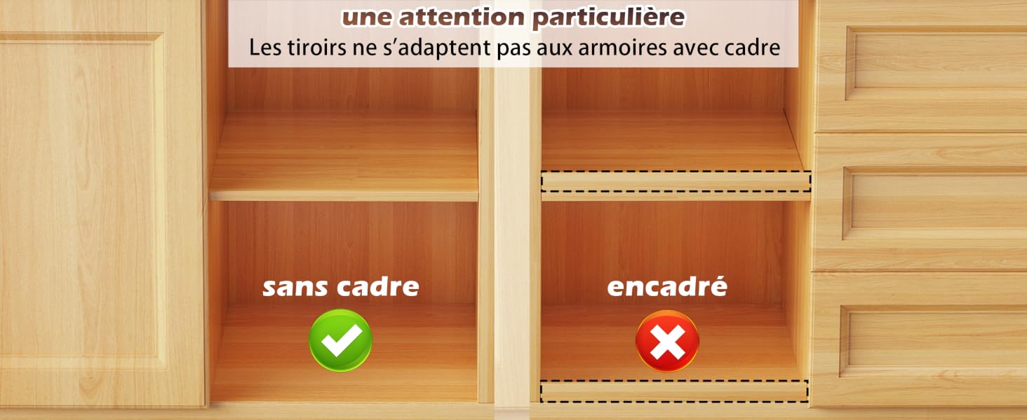 Organisateur Tiroirs Sancen Tiroir Coulissant Cuisine Adhésif – Organisateur Placard Sans Perçage, 17 Cm Haut