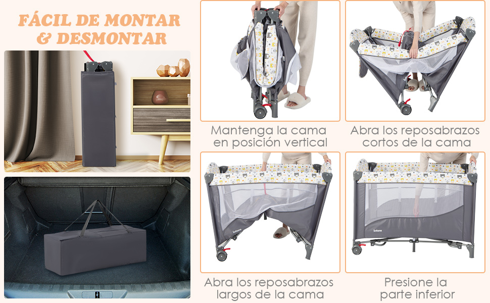 Cuna de Viaje para Bebé con Colchón