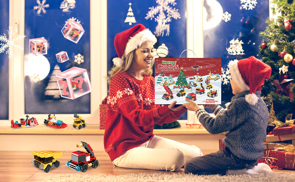 2023 Advent Calendar Kids 24pcs Play Vehicles for Boys, Christmas Gifts 24 Days Christmas Countdown 