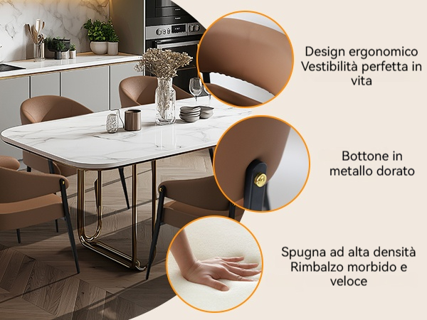 FATIVO 2PZ SEDIA DA PRANZO PELLE IMBOTTITE POLTRONA PER SOGGIORNO HOTEL