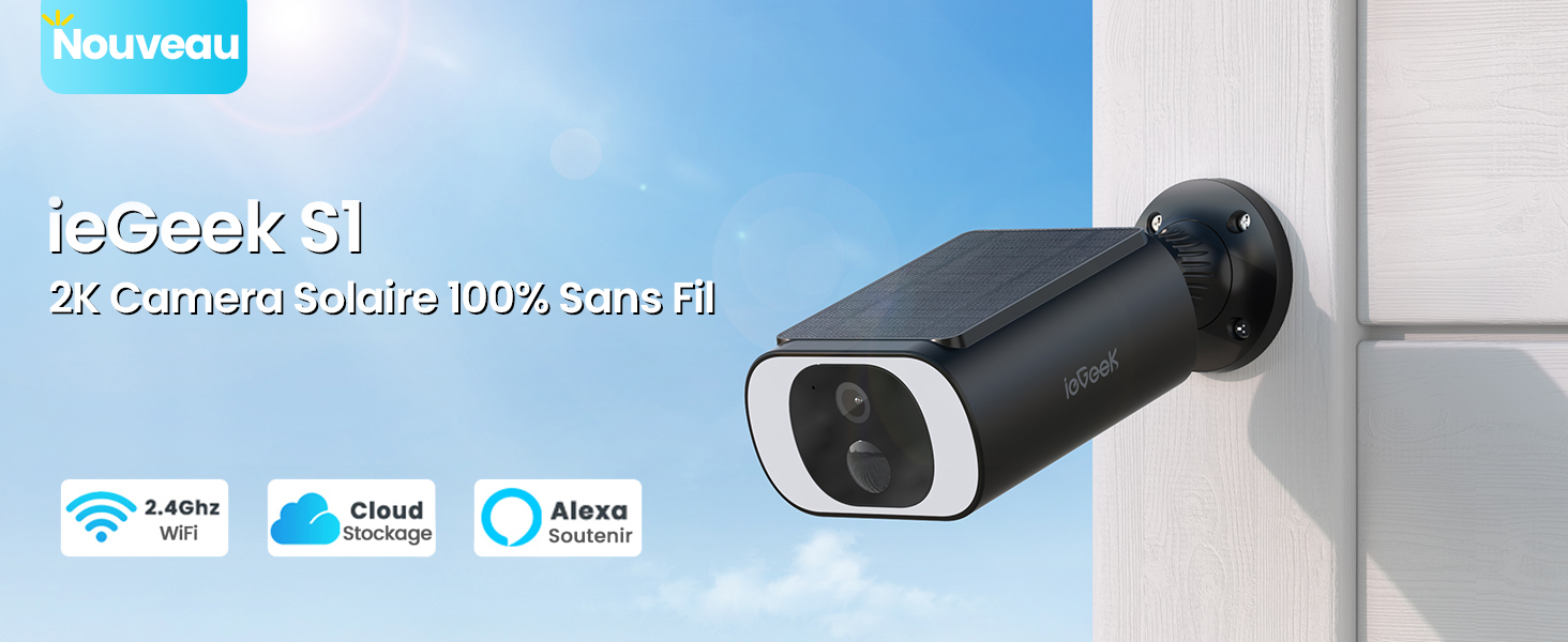 Caméra de surveillance extérieure iegeek 2K
