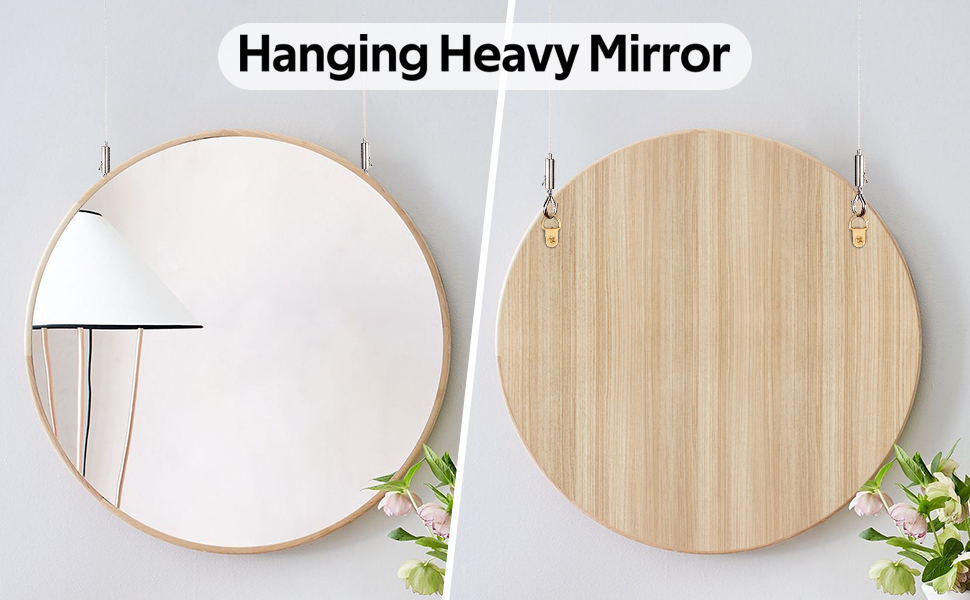 Fil d'acier inoxydable résistant de 2PCS avec le kit de crochet pour le miroir