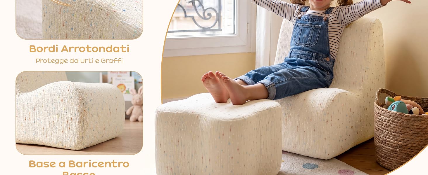 Il testo recita «Bäst Armnöjsamhet!» (Best Arm Comfort) e «Fläck och Fläckborttagare» (Smacchiatore e smacchiatore). Poltrona imbottita beige con bracciolo appoggiato su di essa, che dimostra le caratteristiche di comfort e durabilità del tessuto.
