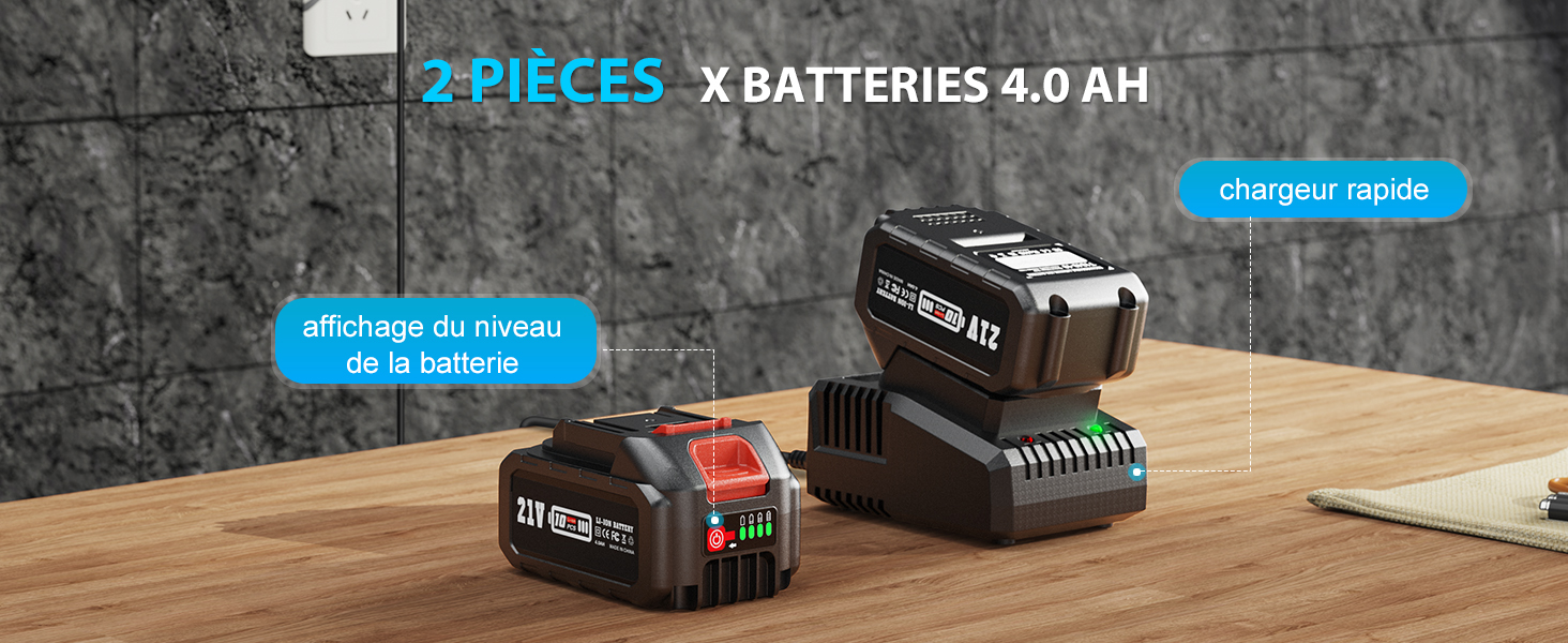 Meuleuse D'angle Sans Fil 125mm Onevan - 2 Batteries Li-ion 2000W - 6 Vitesses