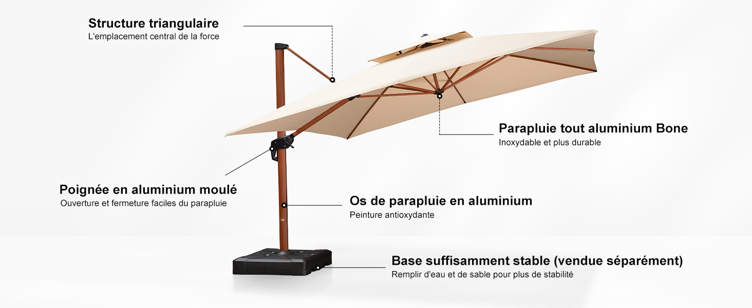 parasol déporté carré 4m
