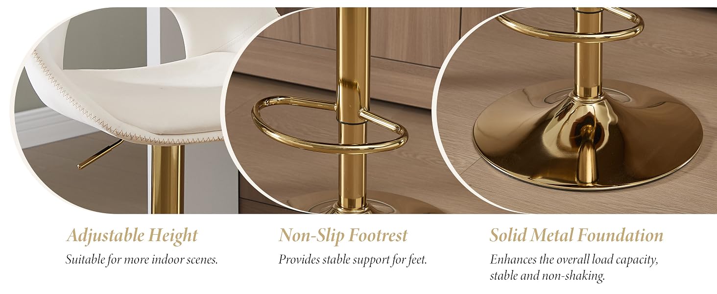 Collection of champagne or wine glasses with gold-toned stems and bases, shown from multiple angles on reflective surface.