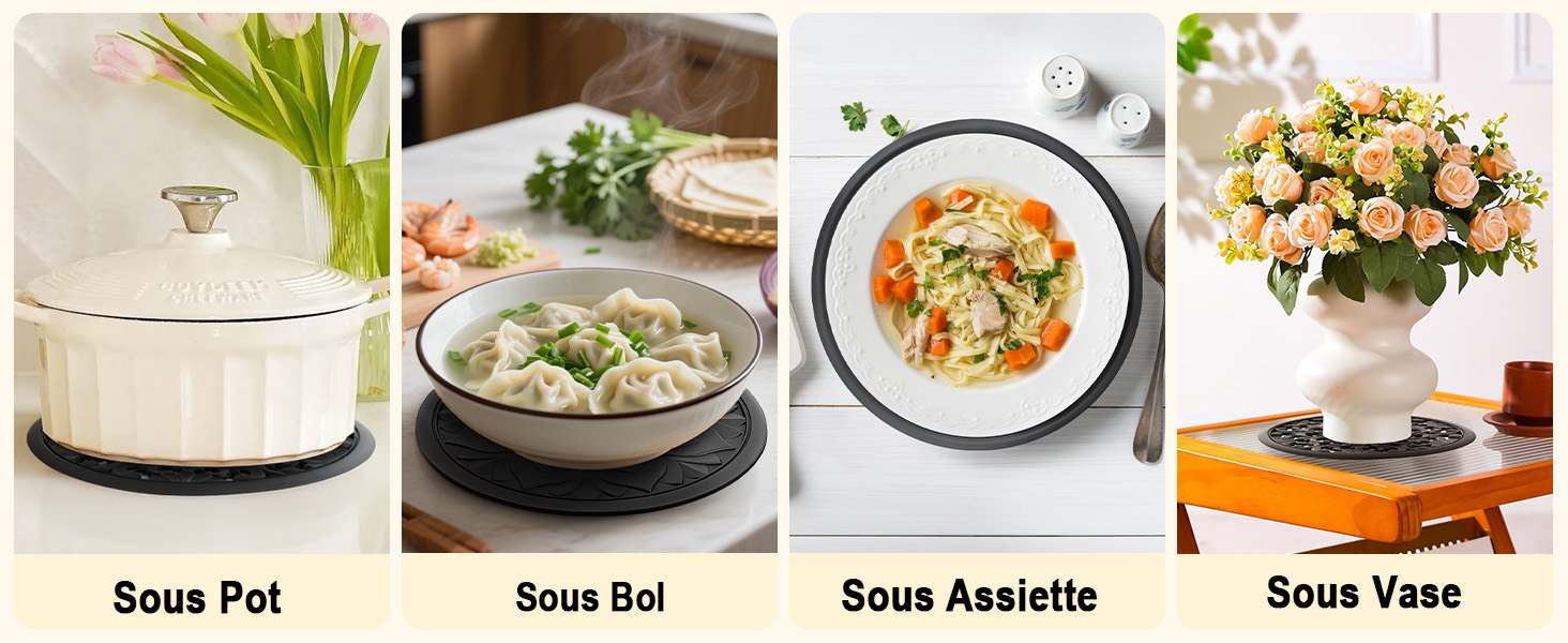 IKOPFLN Lot De 3 Dessous De Plats En Silicone Antidérapants Et