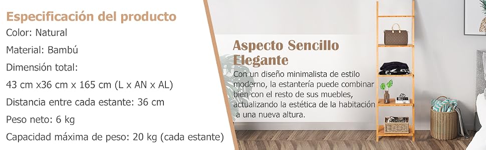 Estantería de Escalera de 5 Niveles