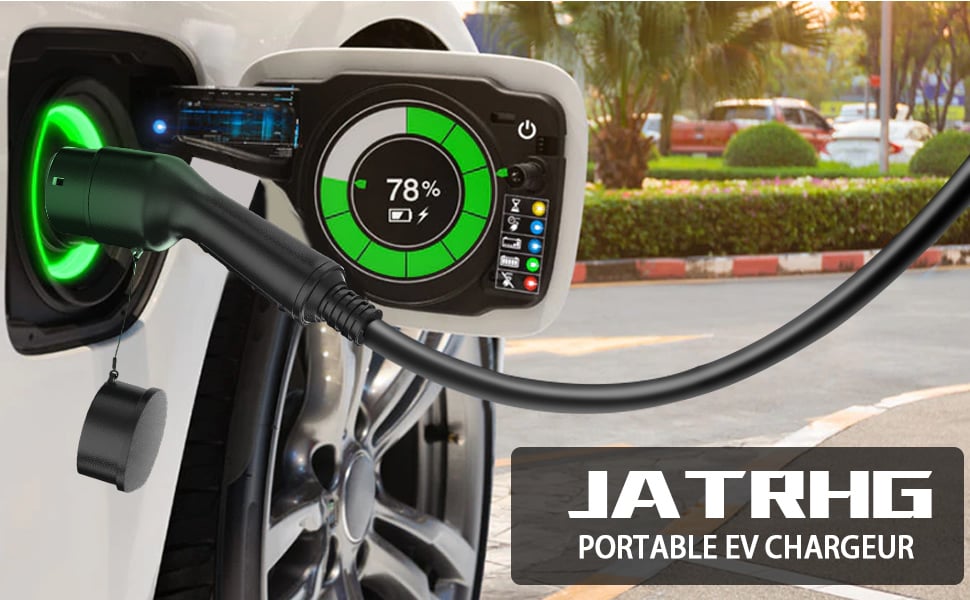 JATRHG EV Chargeur 7KW monophasé type 2 32A 8M IEC 62196-2 Station de  charge Borne de recharge voiture électrique rapide Wallbox