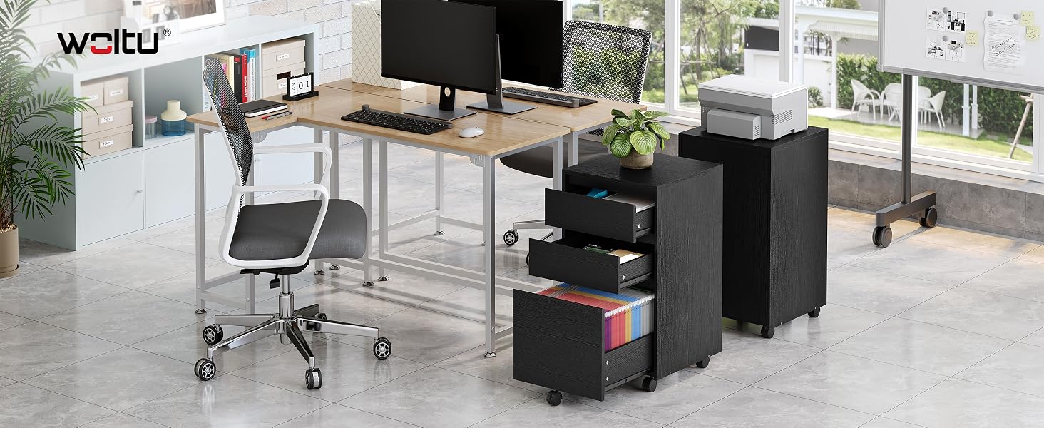  mobiler Aktenschrank, Schrank für Aktenordner, Aufbewahrungsschrank im Büro, Büroschrank mit Rollen