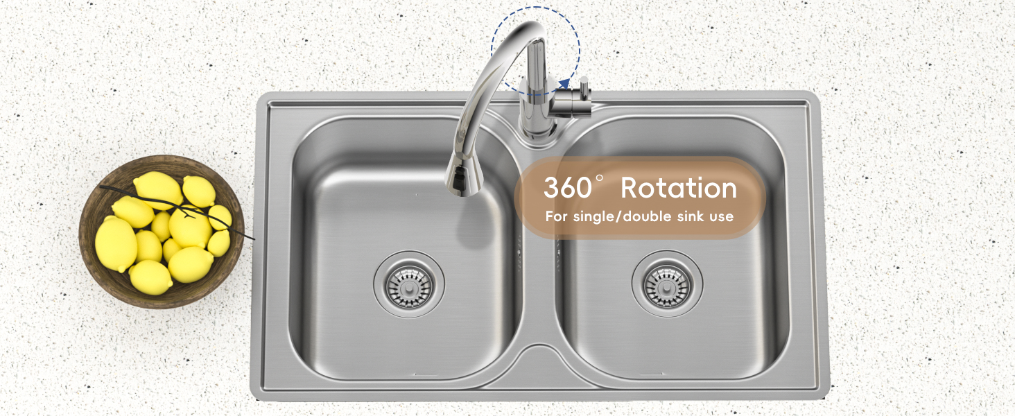 DAYONE Chrome Pull Out Kitchen Sink Mixer Tap, Stainless Steel Single Handle Taps Mixer