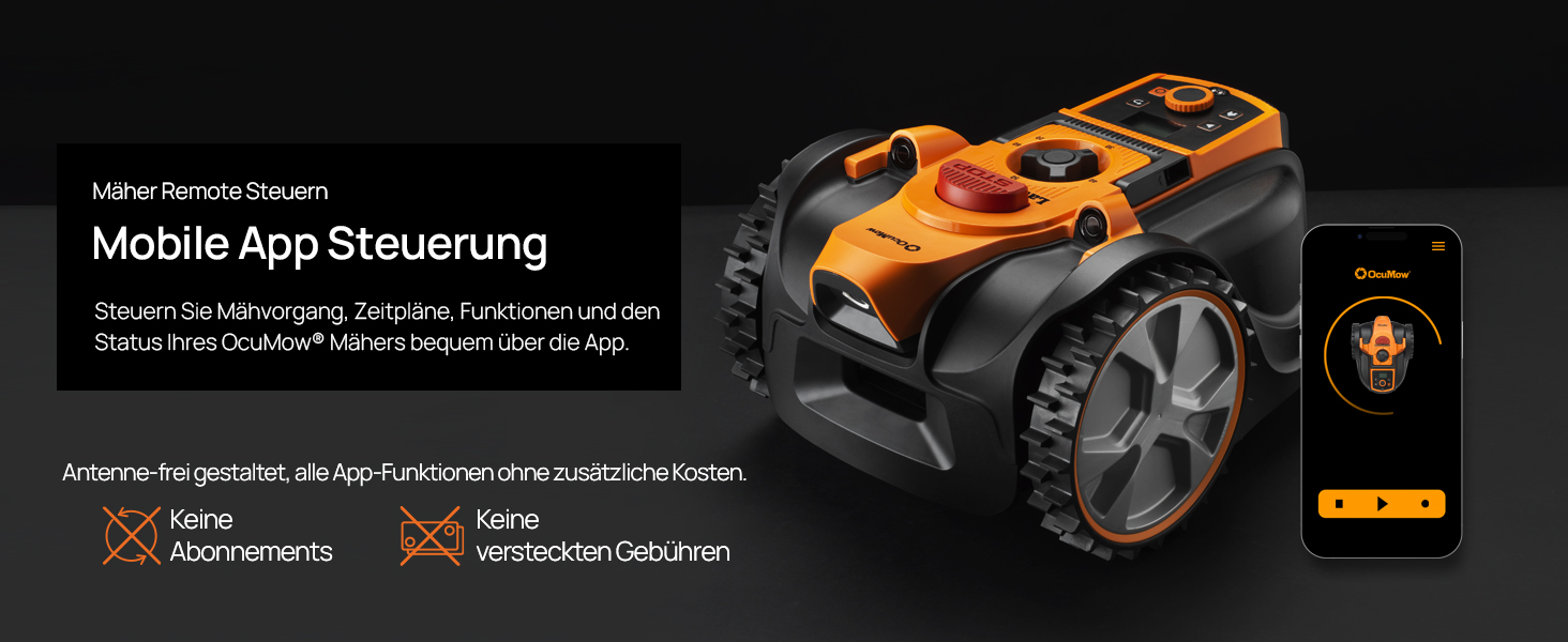 Der Text lautet „Bild 4“. Ein orangefarbenes Robotergerät mit Rädern vor dunklem Hintergrund scheint mit dem Streaming oder der Steuerung von mobilen Apps zu tun zu haben.