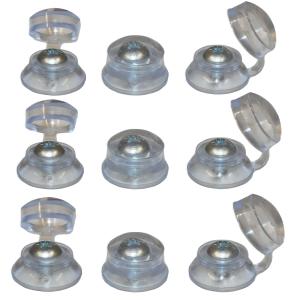 Set of nine clear plastic suction cups arranged in three rows, each with a metal screw mechanism in center.