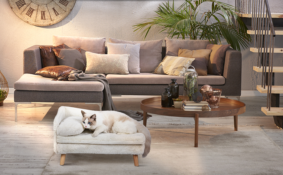 déhoussable petite taille sur pied moyenne fauteuil sofa lit surélevé panier chat moelleux