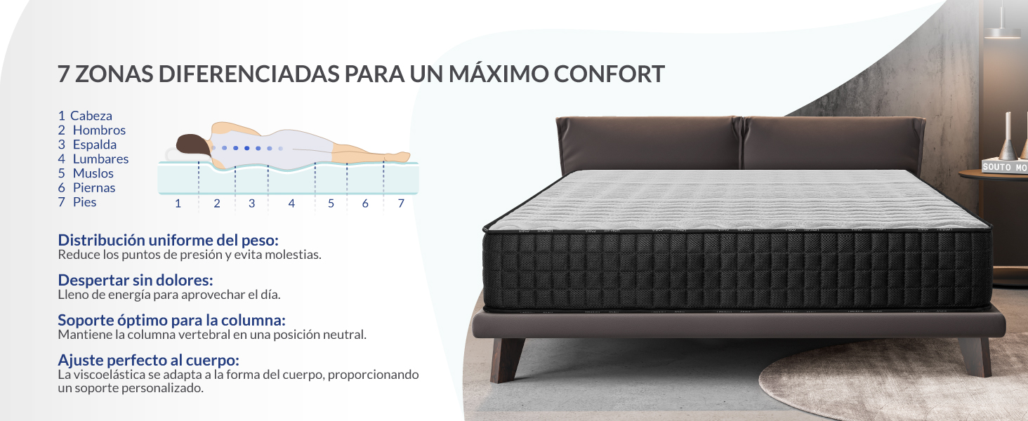TITANIUM-7 ZONAS diferenciadas para un máximo confort