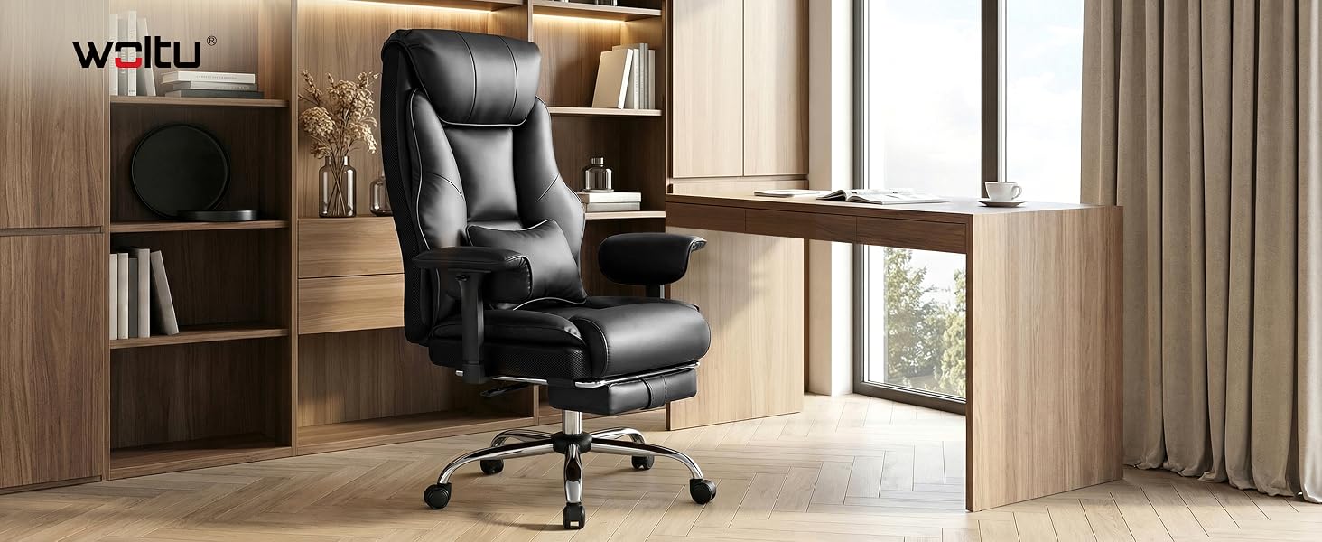Text reads 'WORK'. Modern office interior featuring multiple workstations with ergonomic office chairs, natural lighting, and minimalist design aesthetic.