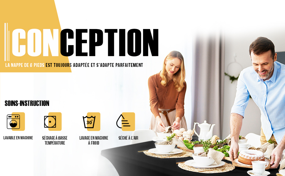 Nappe de Table Extensible Couverture de Table Polyester et Spandex Lavable Machine et Infroissable