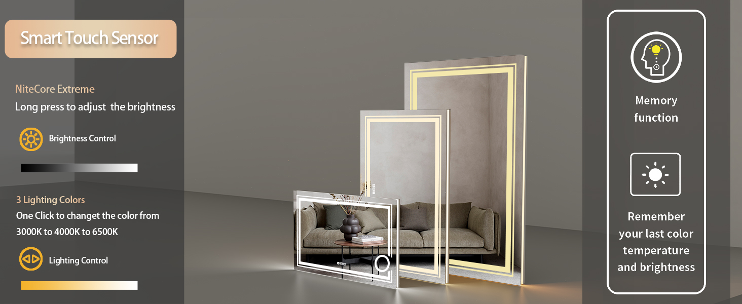 LUVODI specchio smart specchio bagno led Ingranditore 3X specchio retroilluminato bagno touch