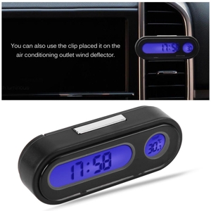 avec écran LED bleu, montrant à la fois une version à montage sur tableau de bord et une unité autonome de forme ovale avec boîtier noir
