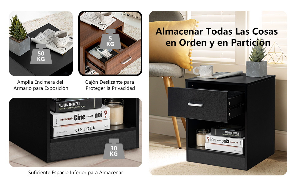 Mesita de Noche Moderna con Cajón