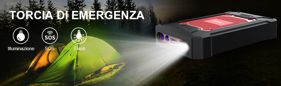 yaber yr200 avviatore batteria auto&torcia di emergenza