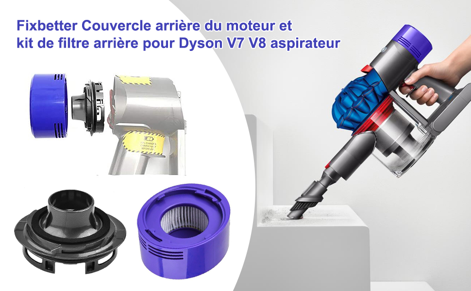 Fixbetter Hintere Motorabdeckung und Hinteres Filterset für Dyson V7 V8 Zubehör