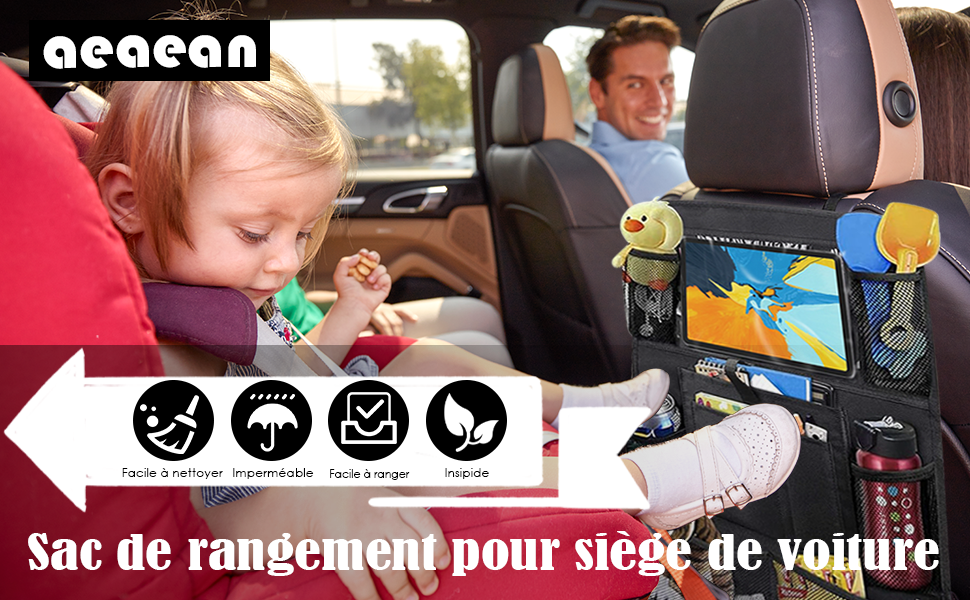 Protector de asiento trasero para mesa de coche, carpeta organizadora para protector de asiento trasero