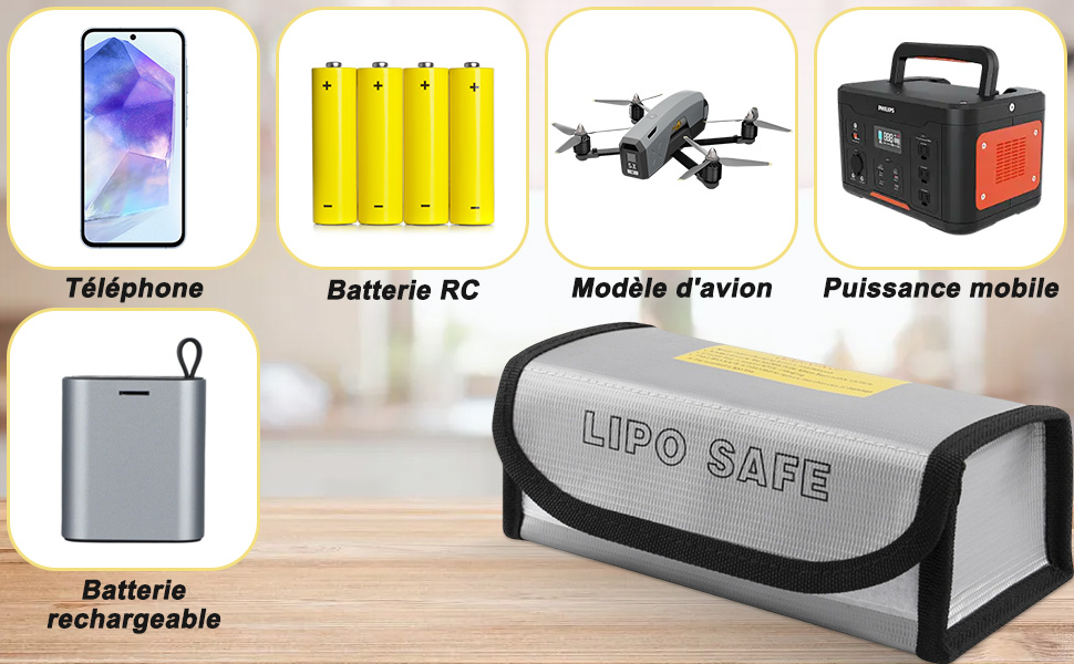 Bolsas de seguridad para baterías Lipo, bolsa de protección contra incendios y explosiones, organizador de baterías